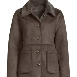Women's Reversible Faux Shearling Fleece Button Front Coat