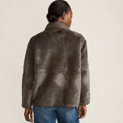 Women's Reversible Faux Shearling Fleece Button Front Coat