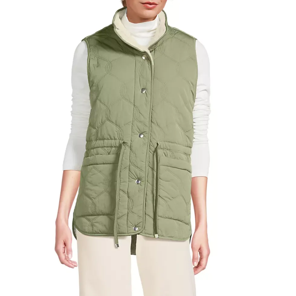 Women's Reversible Quilted Sherpa Fleece Vest