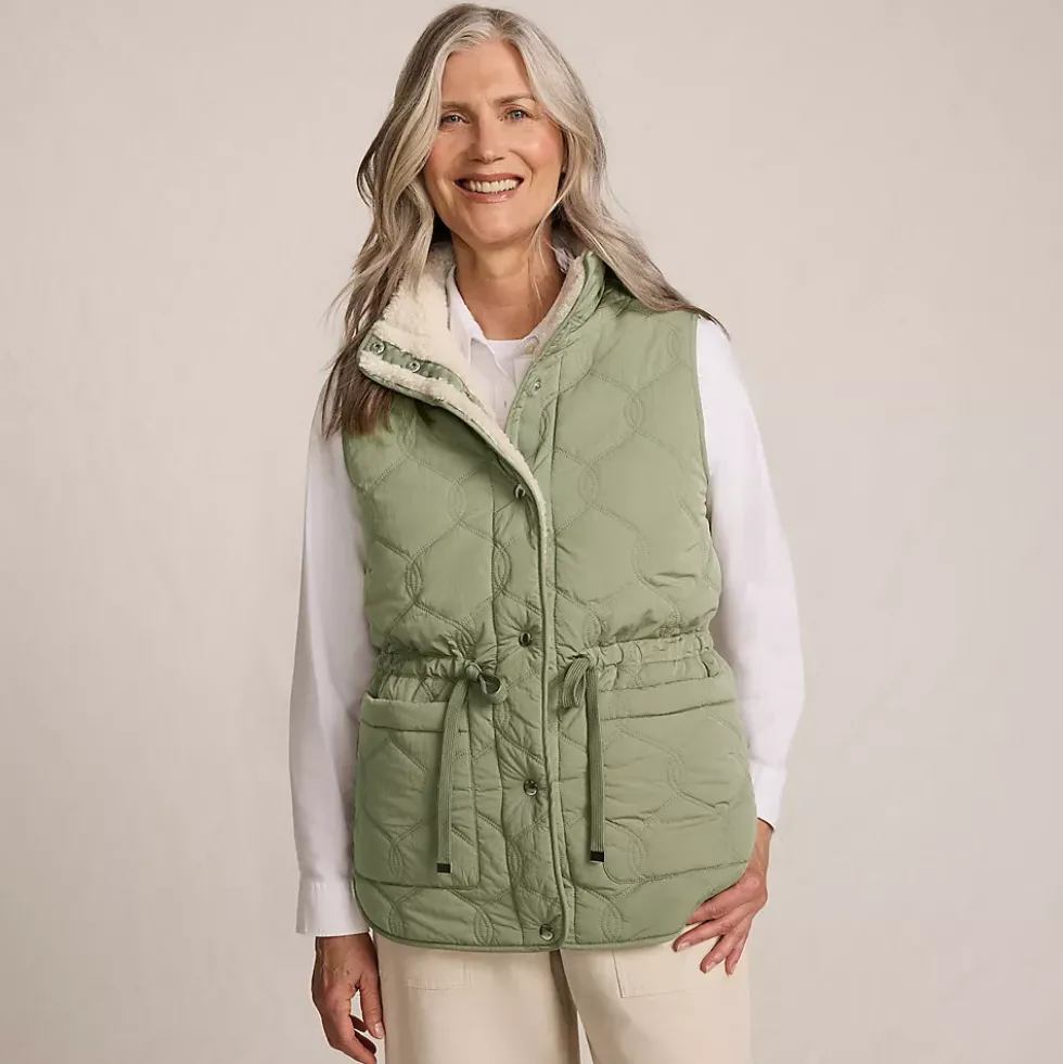 Women's Reversible Quilted Sherpa Fleece Vest