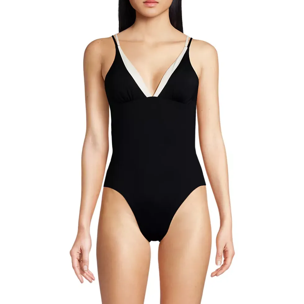 Women's Reversible V-Neck Ultra High Leg Strappy One Piece Swimsuit