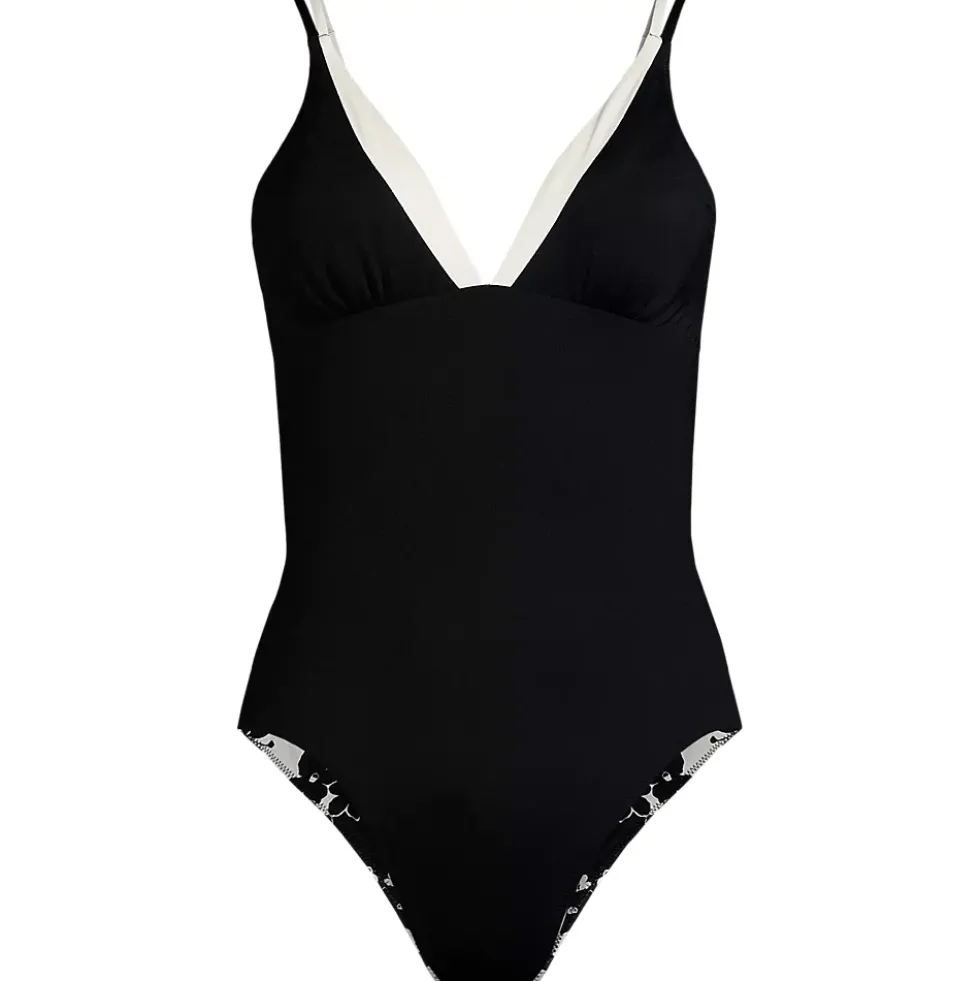 Women's Reversible V-Neck Ultra High Leg Strappy One Piece Swimsuit