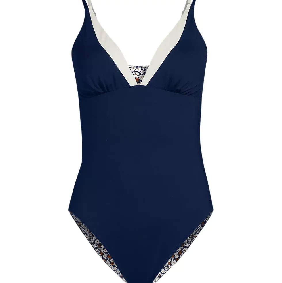 Women's Reversible V-Neck Ultra High Leg Strappy One Piece Swimsuit