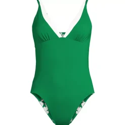 Women's Reversible V-Neck Ultra High Leg Strappy One Piece Swimsuit