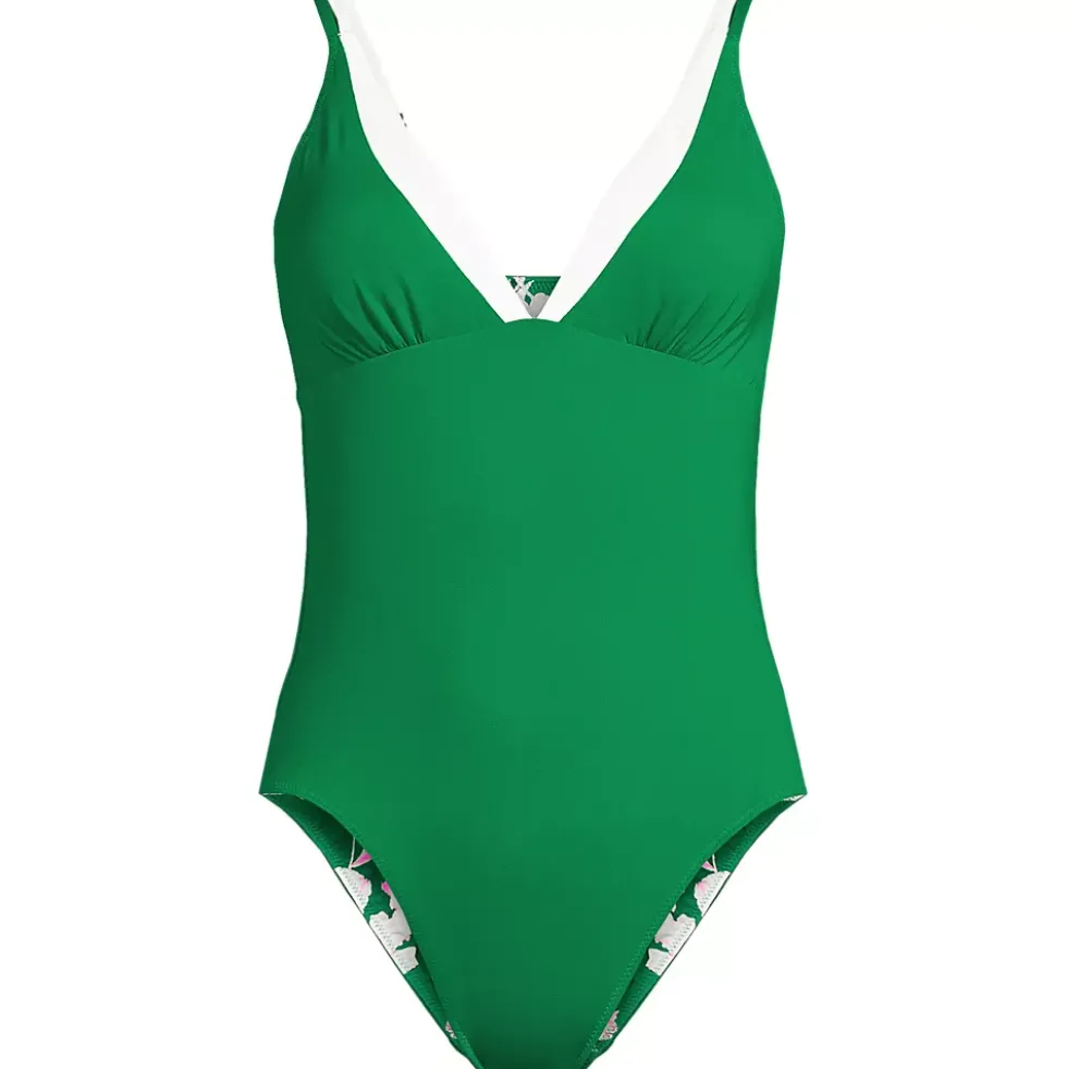 Women's Reversible V-Neck Ultra High Leg Strappy One Piece Swimsuit