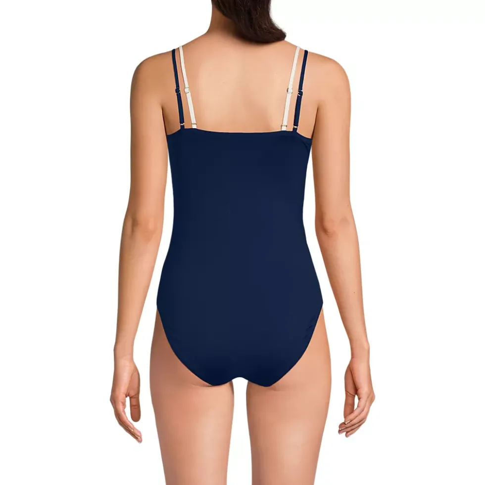 Women's Reversible V-Neck Ultra High Leg Strappy One Piece Swimsuit