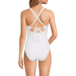 Women's Ribbed Knot Front One Piece Swimsuit