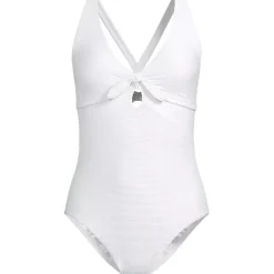 Women's Ribbed Knot Front One Piece Swimsuit