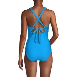 Women's Ribbed Knot Front One Piece Swimsuit