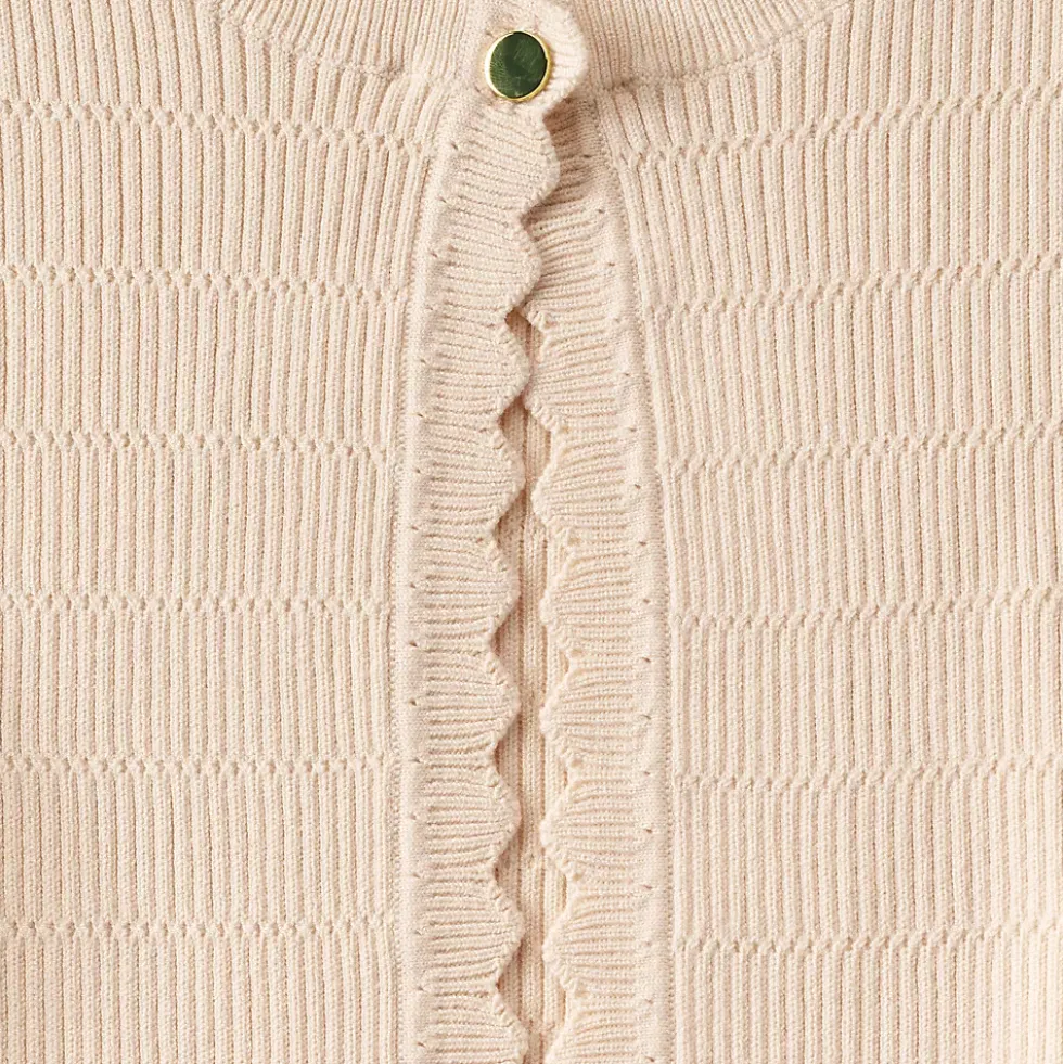 Women's Ribbed Scallop Cardigan Sweater - Set Top