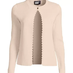 Women's Ribbed Scallop Cardigan Sweater - Set Top