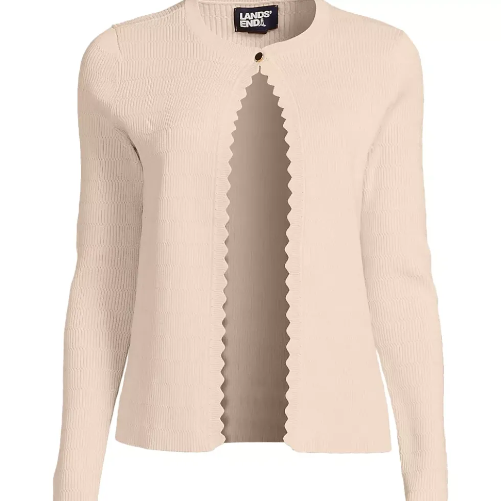 Women's Ribbed Scallop Cardigan Sweater - Set Top