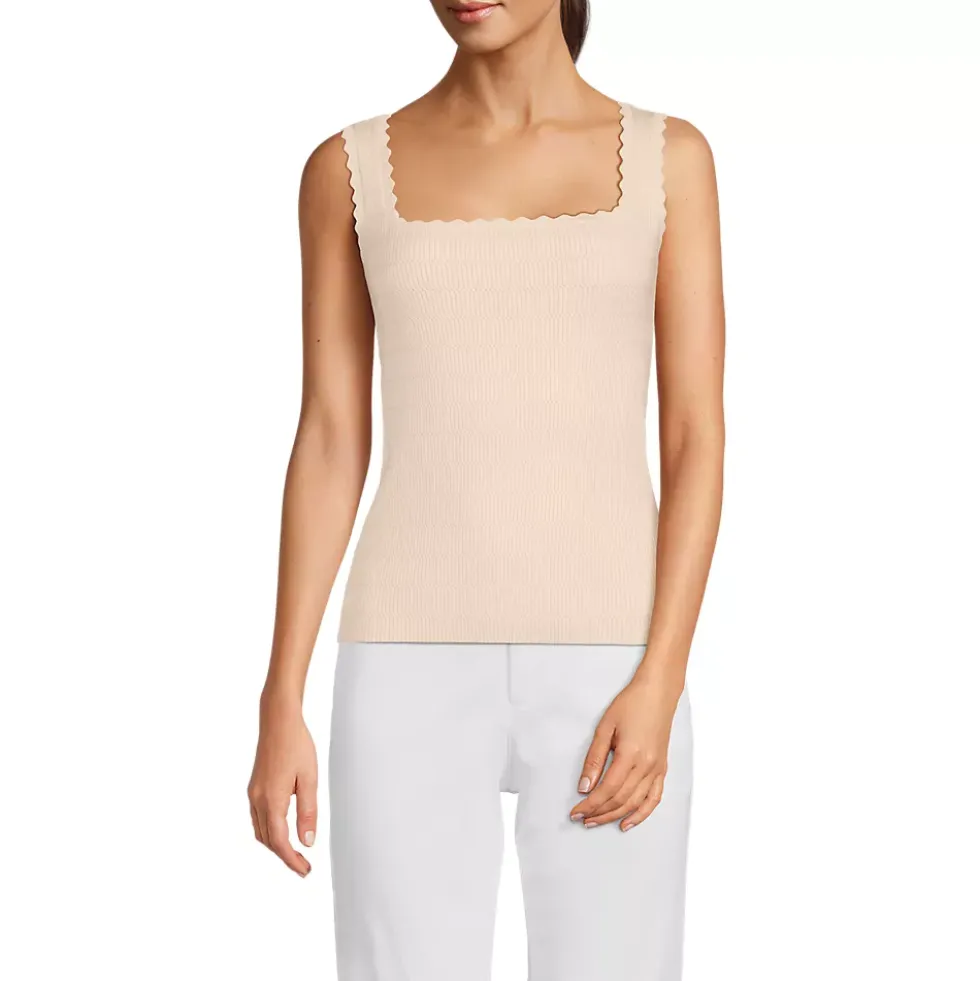 Women's Ribbed Square Neck Tank Sweater - Set Top