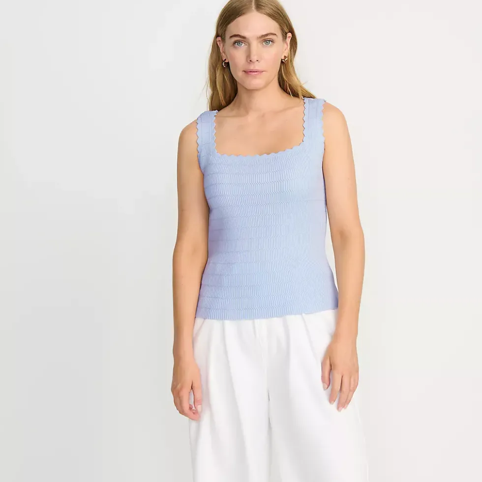 Women's Ribbed Square Neck Tank Sweater - Set Top