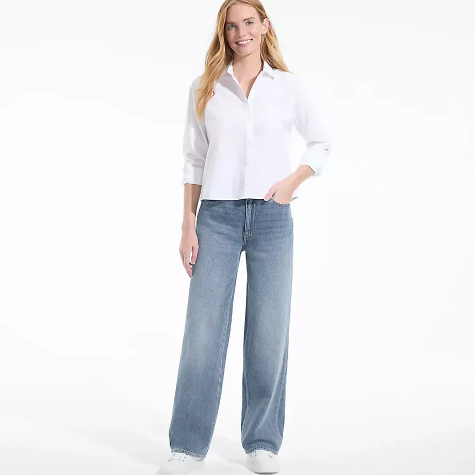 Women's Rigid Denim Mid Rise Baggy Jeans