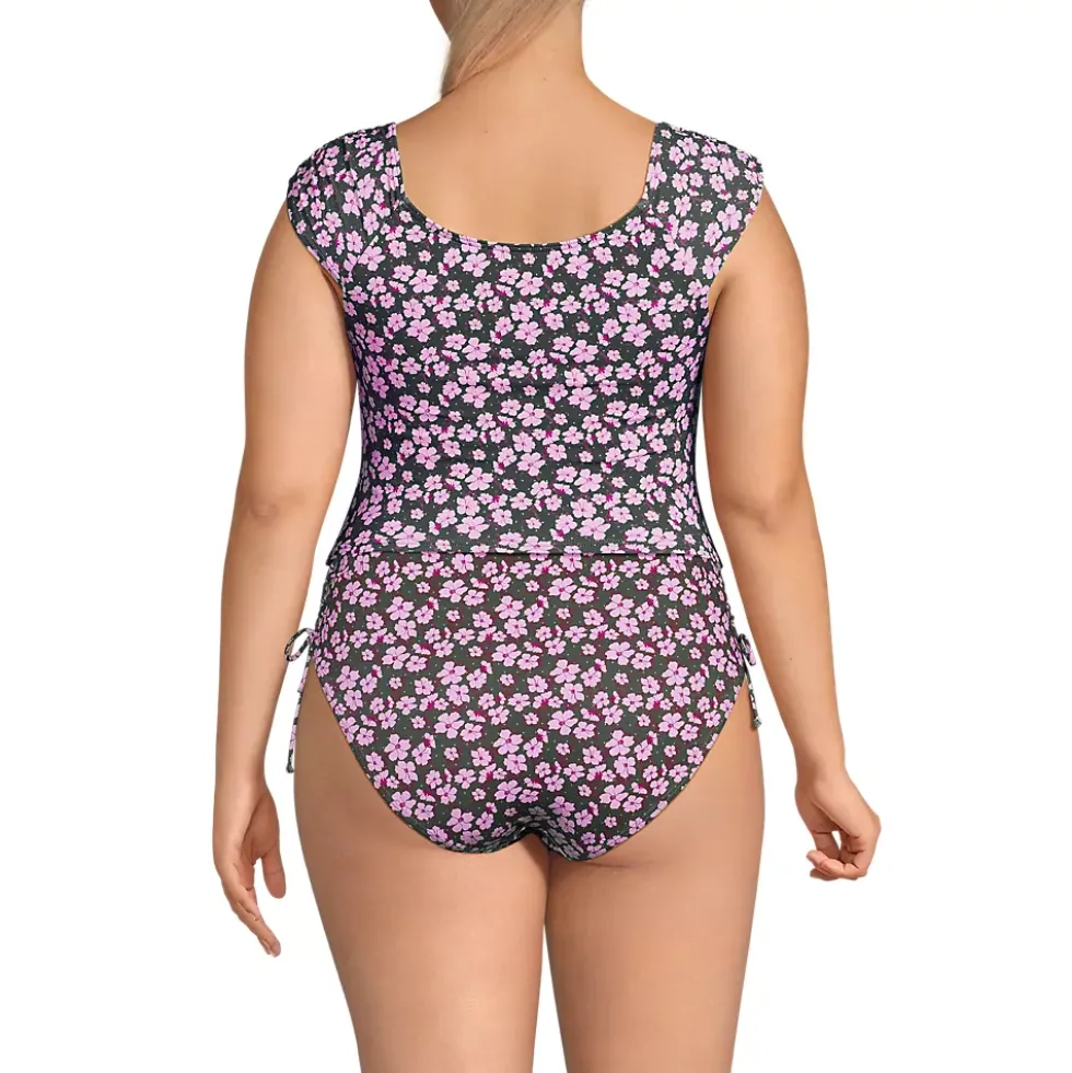 Women's Ruched Cap Sleeve Midkini Top