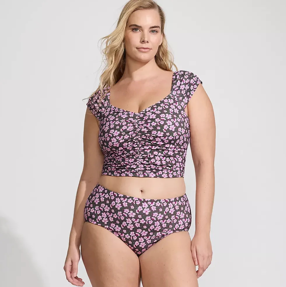 Women's Ruched Cap Sleeve Midkini Top
