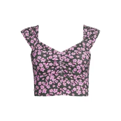 Women's Ruched Cap Sleeve Midkini Top