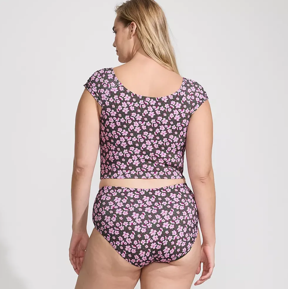 Women's Ruched Cap Sleeve Midkini Top