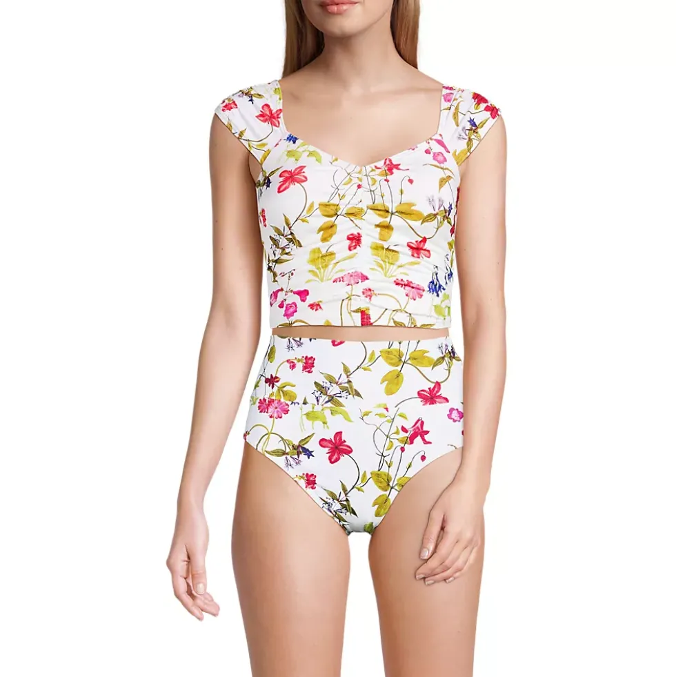 Women's Ruched Cap Sleeve Midkini Top