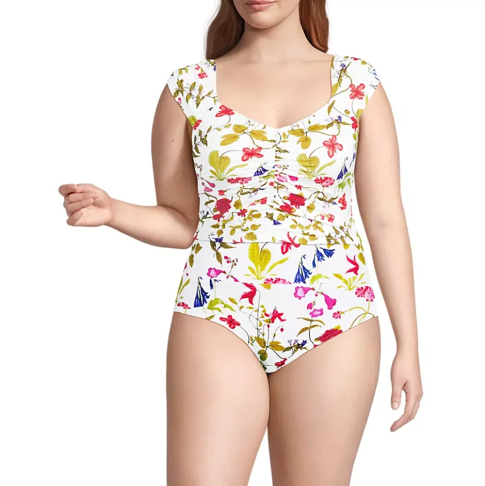 Women's Ruched Cap Sleeve Midkini Top
