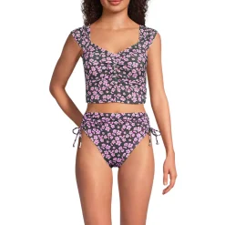 Women's Ruched Cap Sleeve Midkini Top