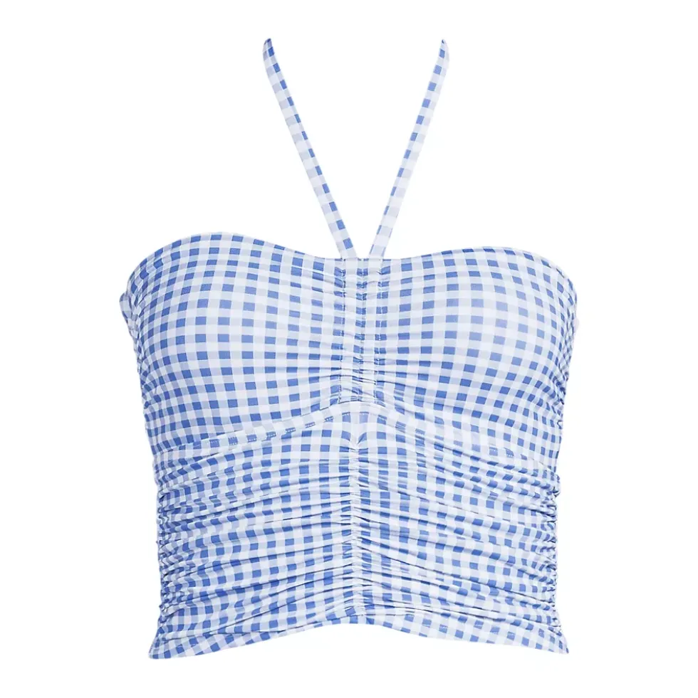 Womens Ruched Halter Midkini Top