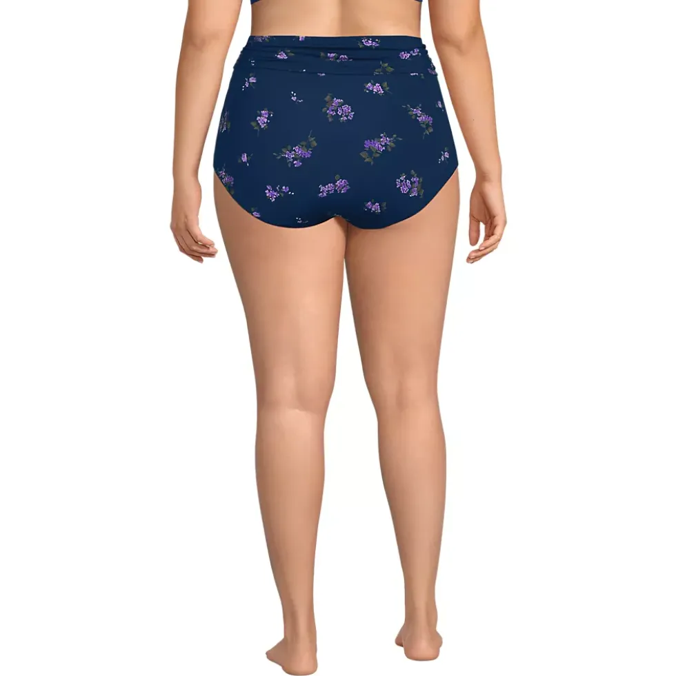 Women's Ruched High Waisted Full Coverage Bikini Bottoms
