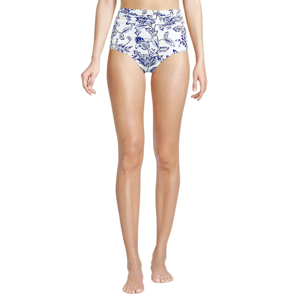Women's Ruched High Waisted Full Coverage Bikini Bottoms