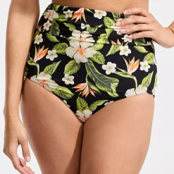 Women's Ruched High Waisted Full Coverage Bikini Bottoms