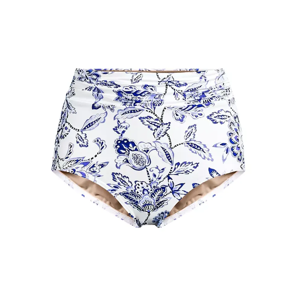 Women's Ruched High Waisted Full Coverage Bikini Bottoms