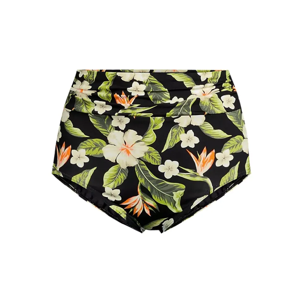 Women's Ruched High Waisted Full Coverage Bikini Bottoms
