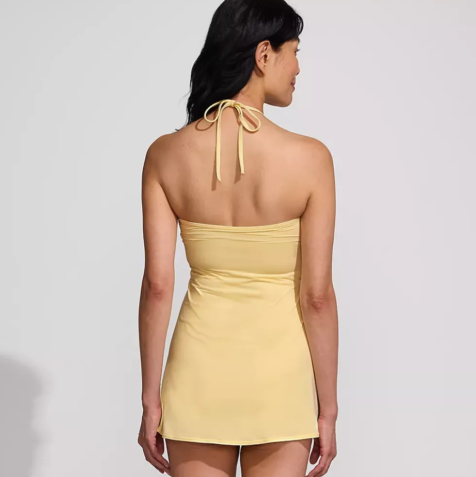 Women's Ruched Multi-Way Mini Swim Dress Swimsuit