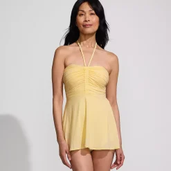 Women's Ruched Multi-Way Mini Swim Dress Swimsuit