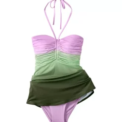 Women's Ruched Multi-Way Mini Swim Dress Swimsuit