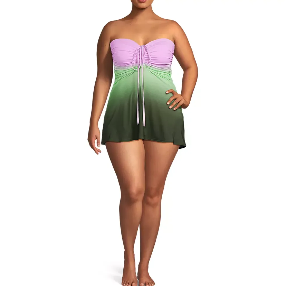 Women's Ruched Multi-Way Mini Swim Dress Swimsuit