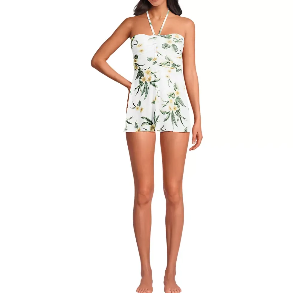 Women's Ruched Multi-Way Mini Swim Dress Swimsuit