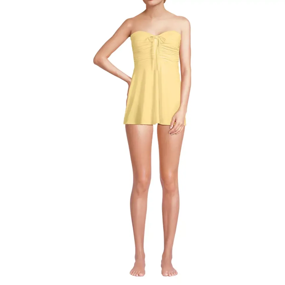 Women's Ruched Multi-Way Mini Swim Dress Swimsuit