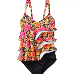 Women's Ruffle Fauxkini One Piece Swimsuit