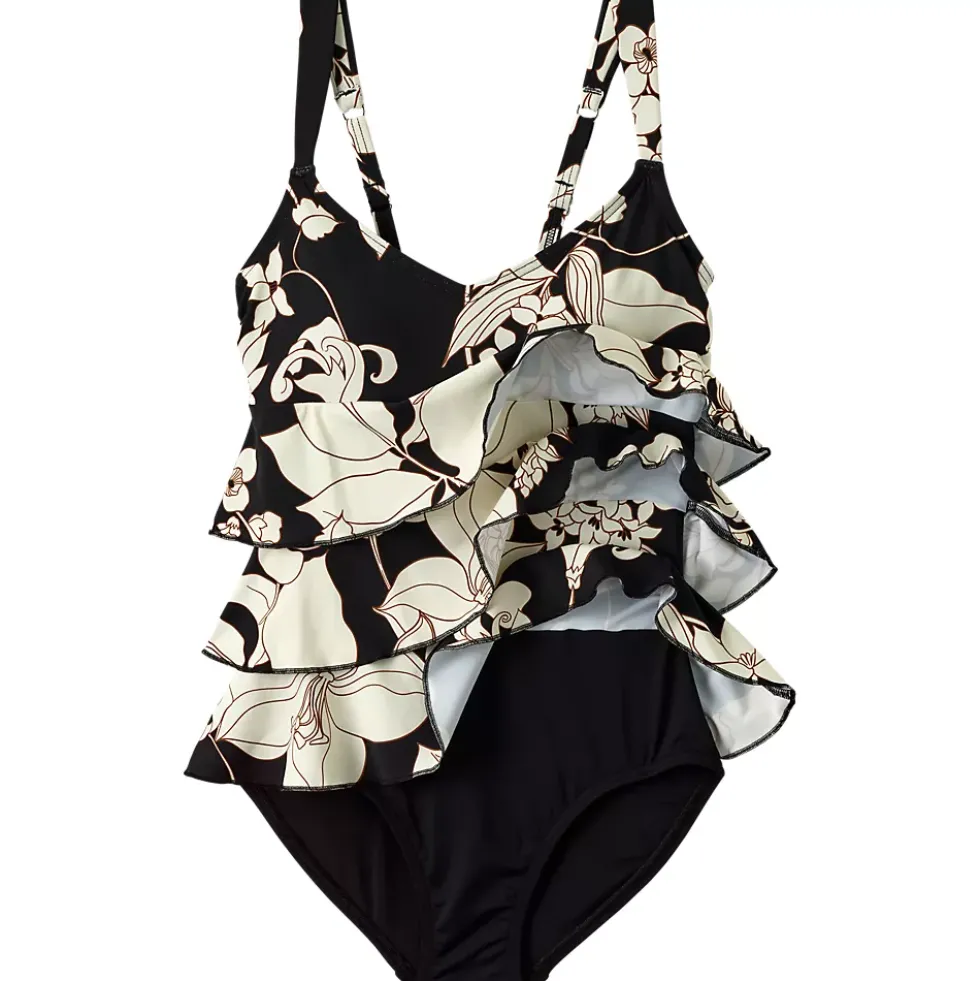 Women's Ruffle Fauxkini One Piece Swimsuit