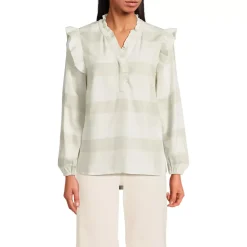 Women's Ruffle Front Flannel Popover Blouse