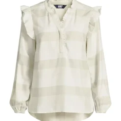 Women's Ruffle Front Flannel Popover Blouse