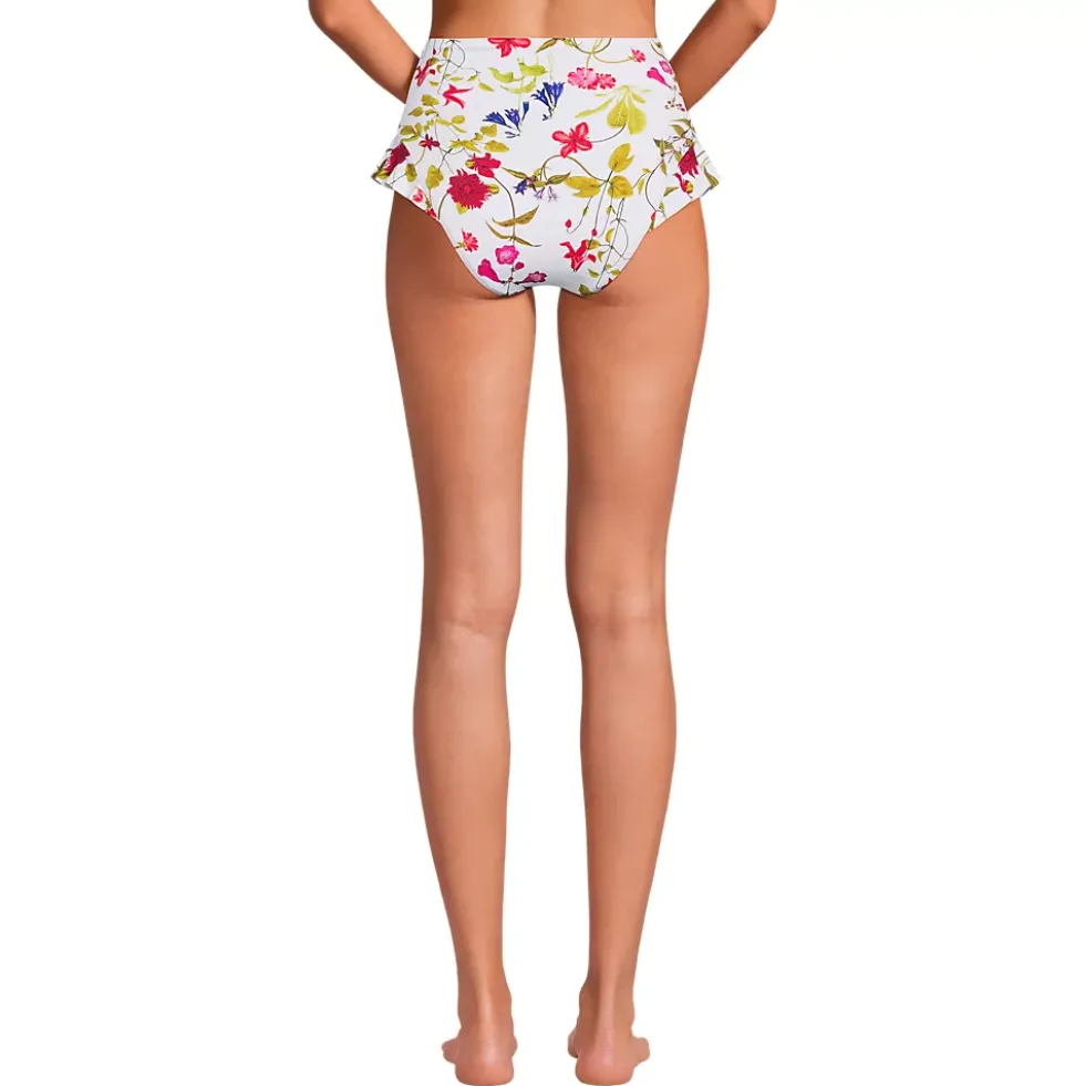 Women's Ruffle High Waisted High Leg Bikini Bottoms
