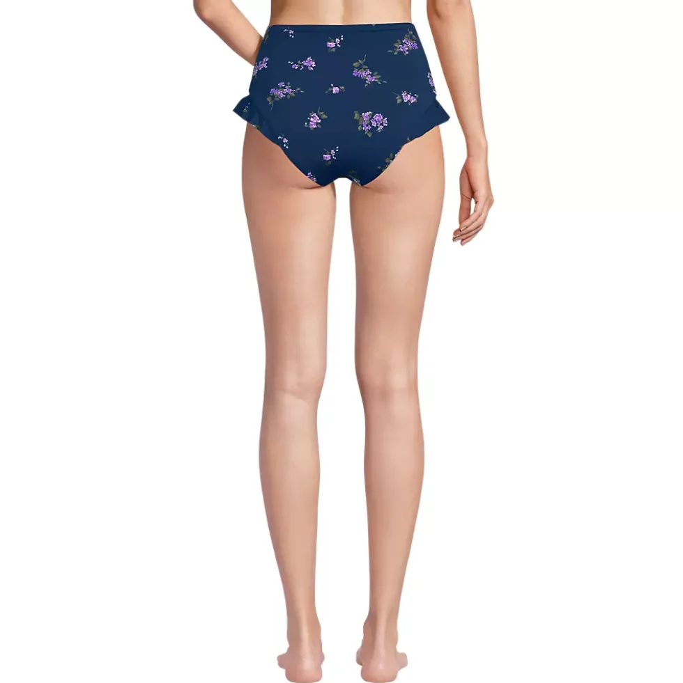 Women's Ruffle High Waisted High Leg Bikini Bottoms