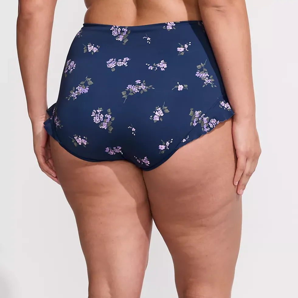 Women's Ruffle High Waisted High Leg Bikini Bottoms