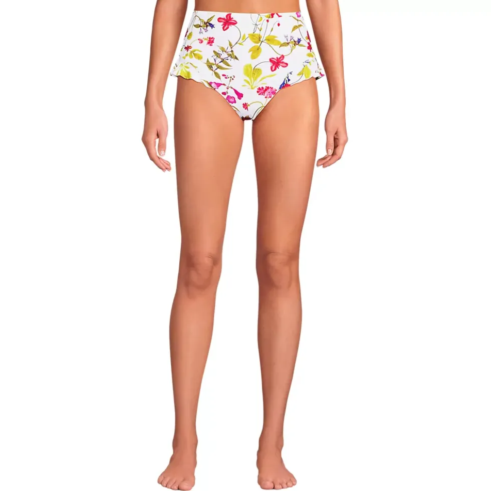Women's Ruffle High Waisted High Leg Bikini Bottoms