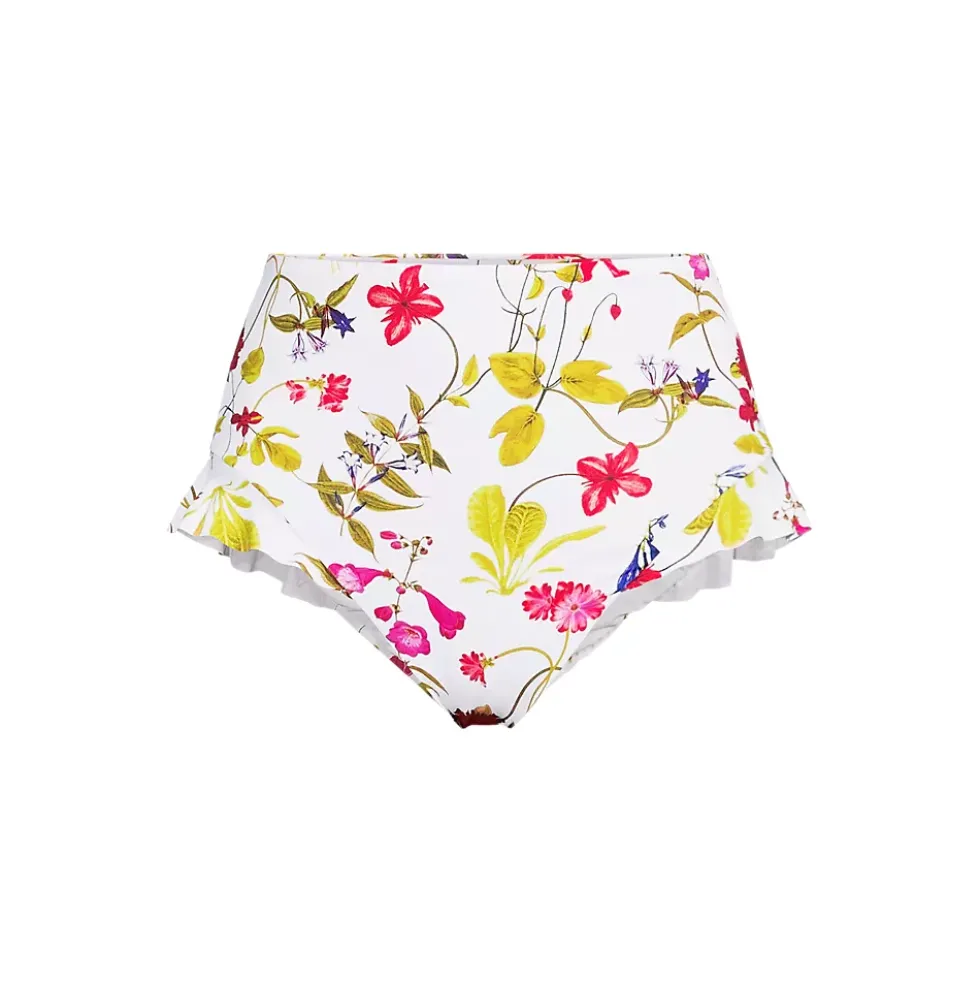 Women's Ruffle High Waisted High Leg Bikini Bottoms