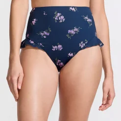 Women's Ruffle High Waisted High Leg Bikini Bottoms