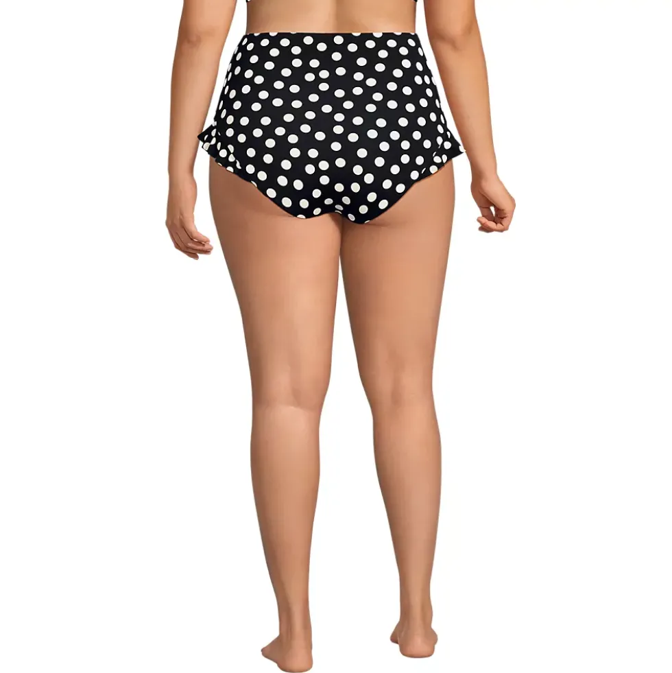 Women's Ruffle High Waisted High Leg Bikini Bottoms