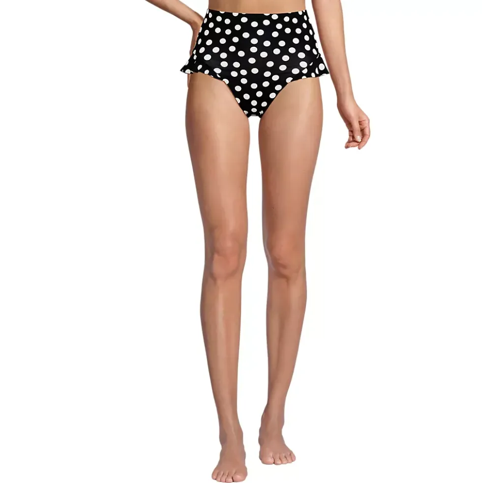 Women's Ruffle High Waisted High Leg Bikini Bottoms